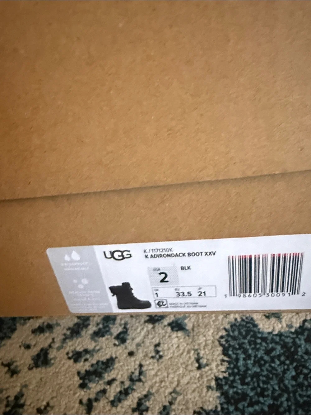 UGG Kids Black Lace-Up Winter Boots with Shearling Cuff